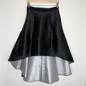 Noir Sachin & Babi Hi Low Skirt Womens 4 Black Silver Evening Wear Runway Flare